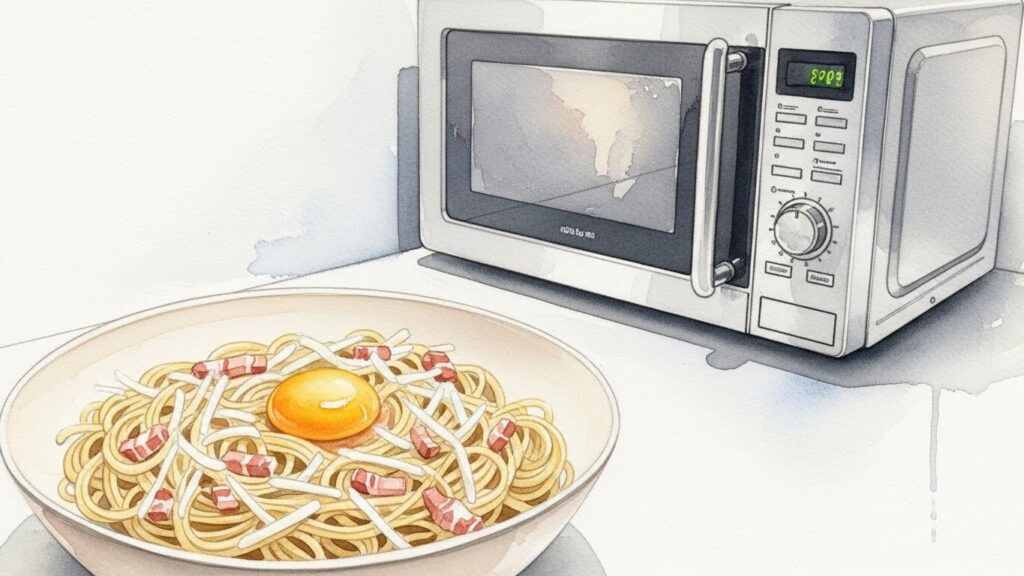 加熱ムラで麺が固まる現象