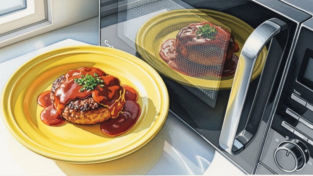 ソースをかけた後でもレンジ加熱は可能