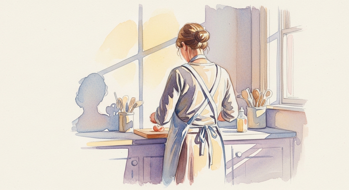 夕飯の支度をする後ろ姿