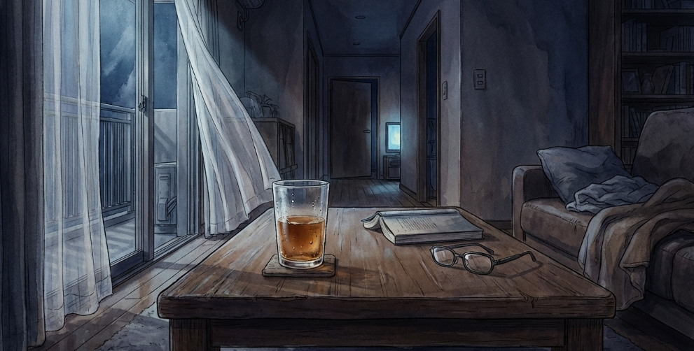 家族が寝静まったあとのリビング