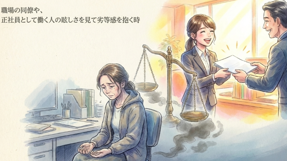 職場の同僚や、正社員として働く人の眩しさを見て劣等感を抱く時