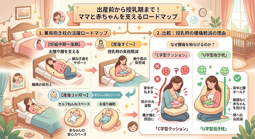 妊婦・産後も使える授乳クッション兼用抱き枕は邪魔？狭い寝室で試した本音
