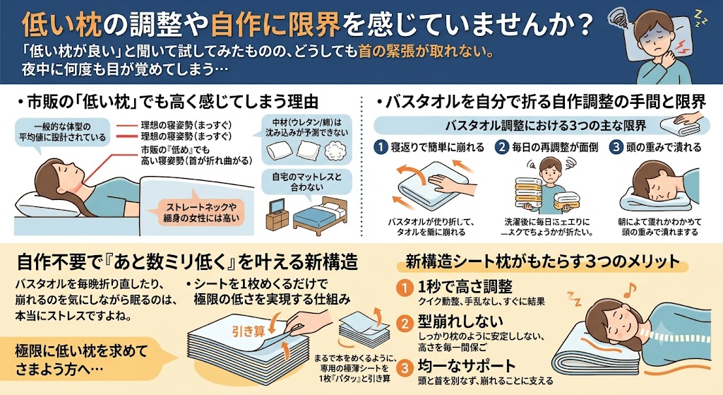 低い枕の自作や調整に限界を感じる人へ