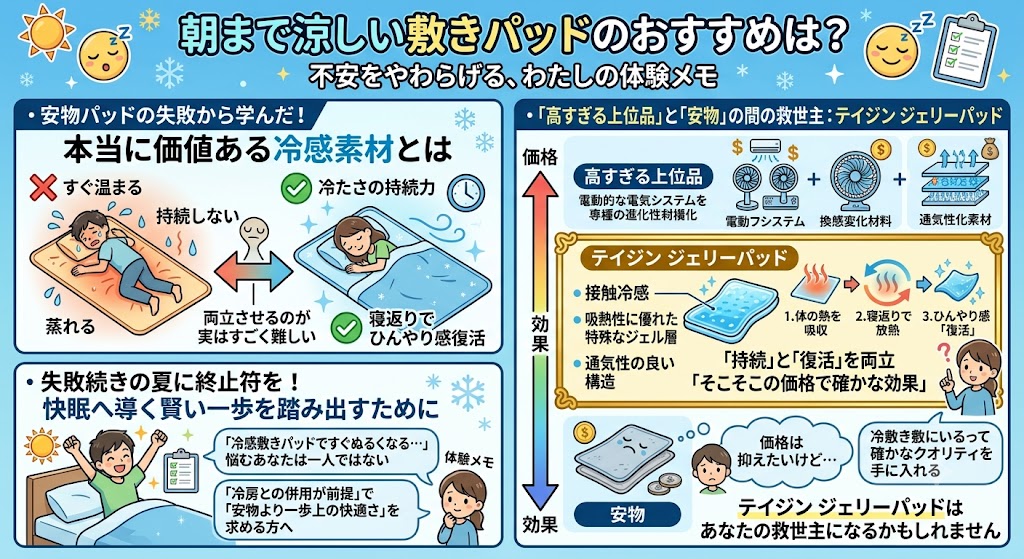 朝まで涼しい敷きパッドのおすすめは？不安をやわらげる、わたしの体験メモ
