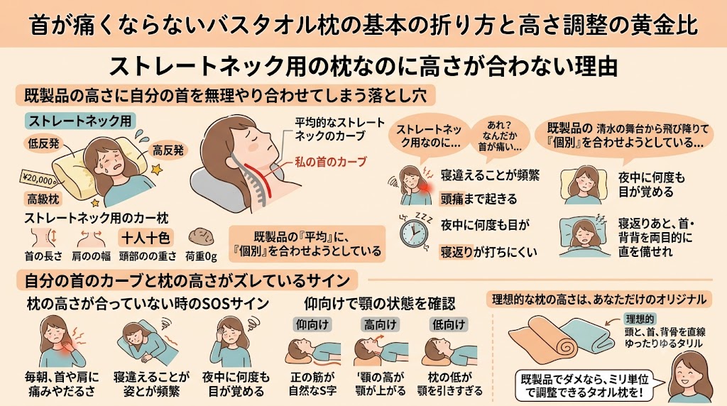 ストレートネック枕の高さが合わない理由！奮発したのに首が痛い罠