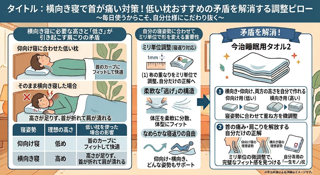 横向き寝で首が痛い対策！