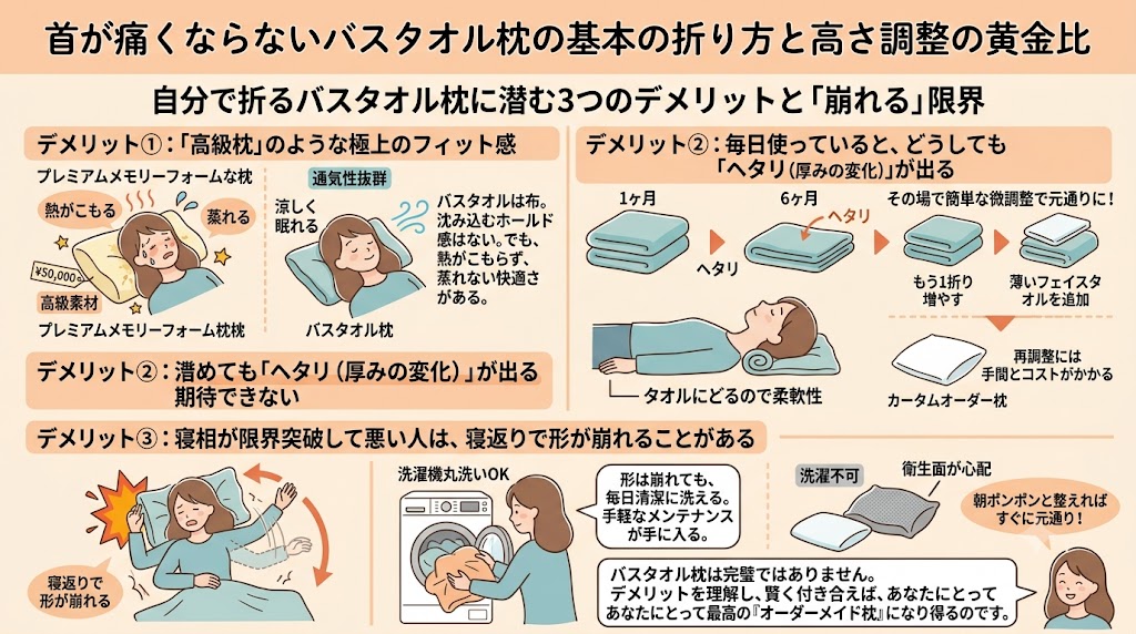 自分で折るバスタオル枕に潜む3つのデメリット