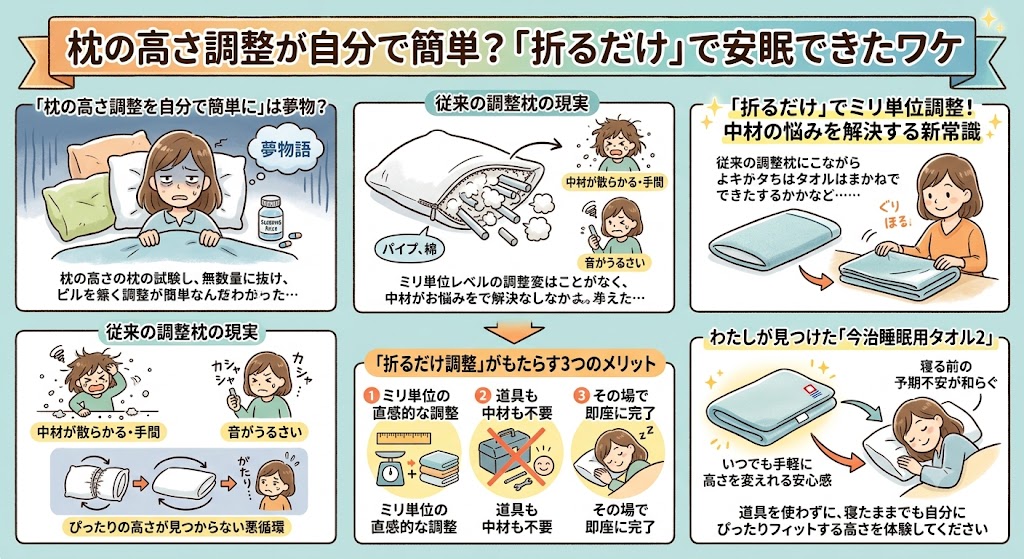 枕の高さ調整が自分で簡単？