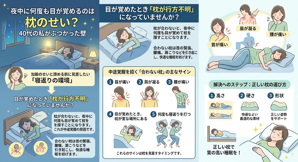 夜中に何度も目が覚めるのは枕のせい?40代の私がぶつかった壁