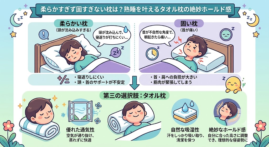 柔らかすぎず固すぎない枕は？