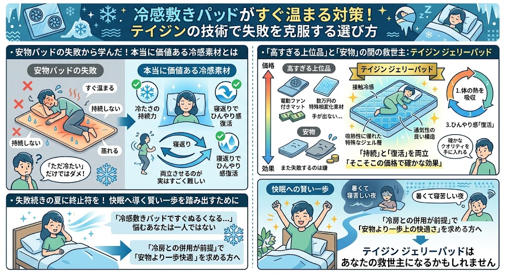 冷感敷きパッドがすぐ温まる対策！