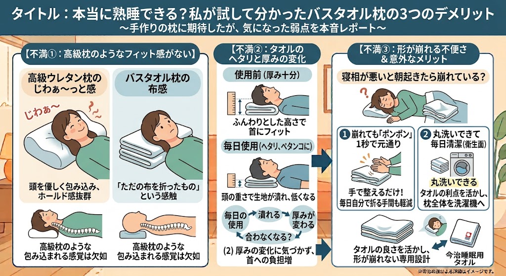 バスタオル枕の折り方で本当に熟睡できる？
