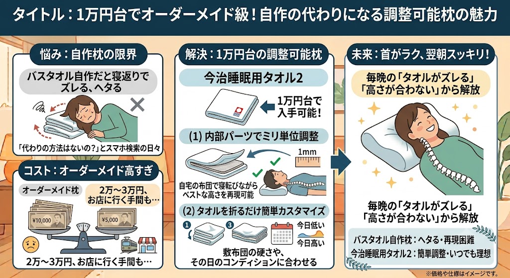 オーダーメイド枕が高すぎる！自作の限界と代わりになる1万円台の快眠枕