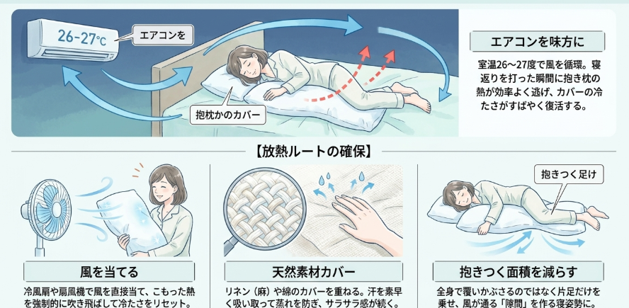 夏の抱き枕を劇的に涼しくする4つの暑さ対策