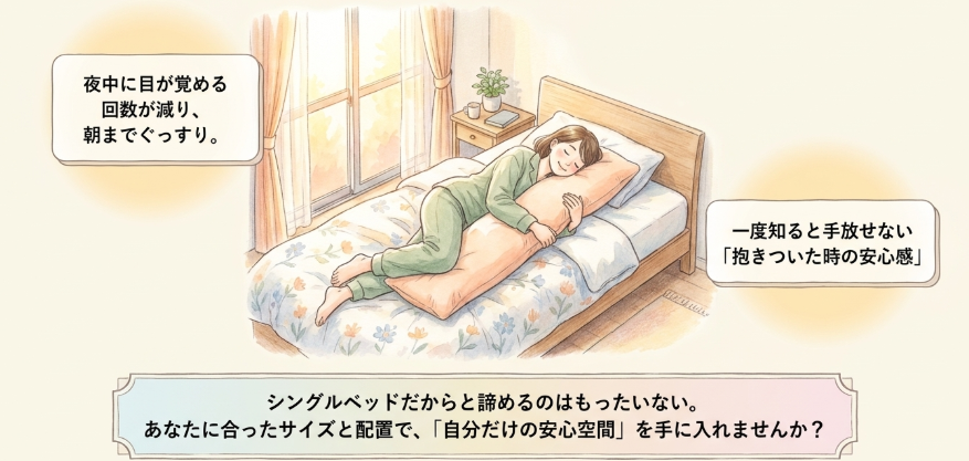 「狭い」を乗り越えた先にある、抱き枕との快適な眠り