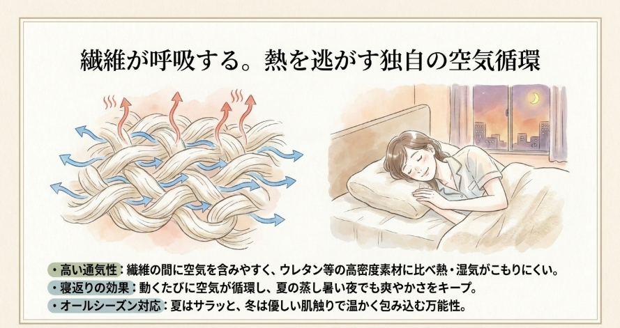 通気性抜群！夏でも蒸れずに快適な睡眠環境
