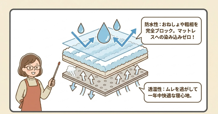 防水性能（耐水度・素材・透湿性）の特徴