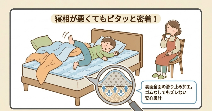 ズレにくい裏面滑り止め仕様