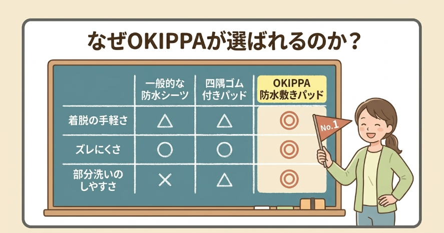 他の防水敷きパッドとの違い