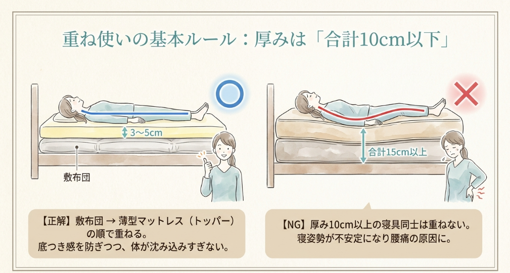 マットレスと敷布団は重ねて使っても大丈夫?結論から解説