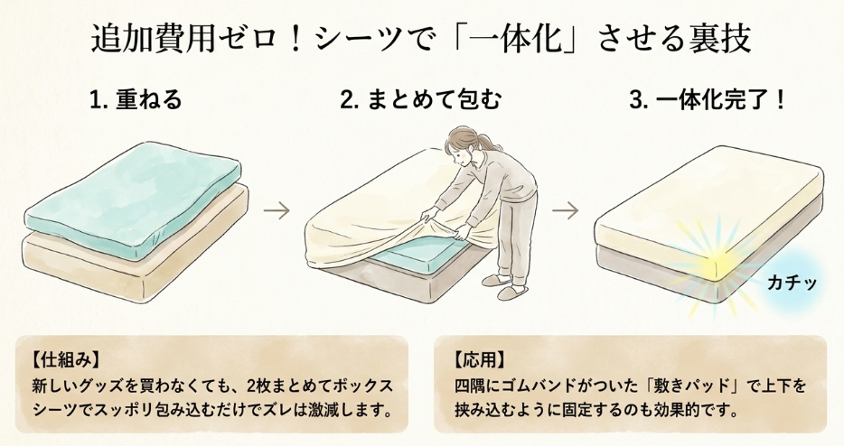 ボックスシーツ・バンドを使った固定方法